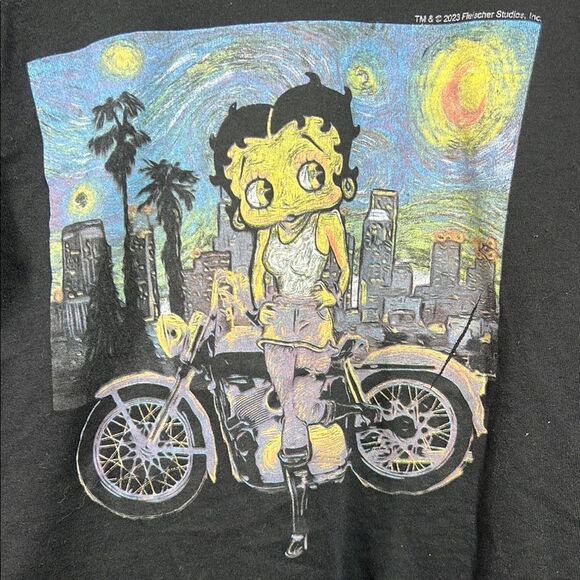Betty Boo Black Graphic Tee Shirt Motorcycle - Picture 3 of 5